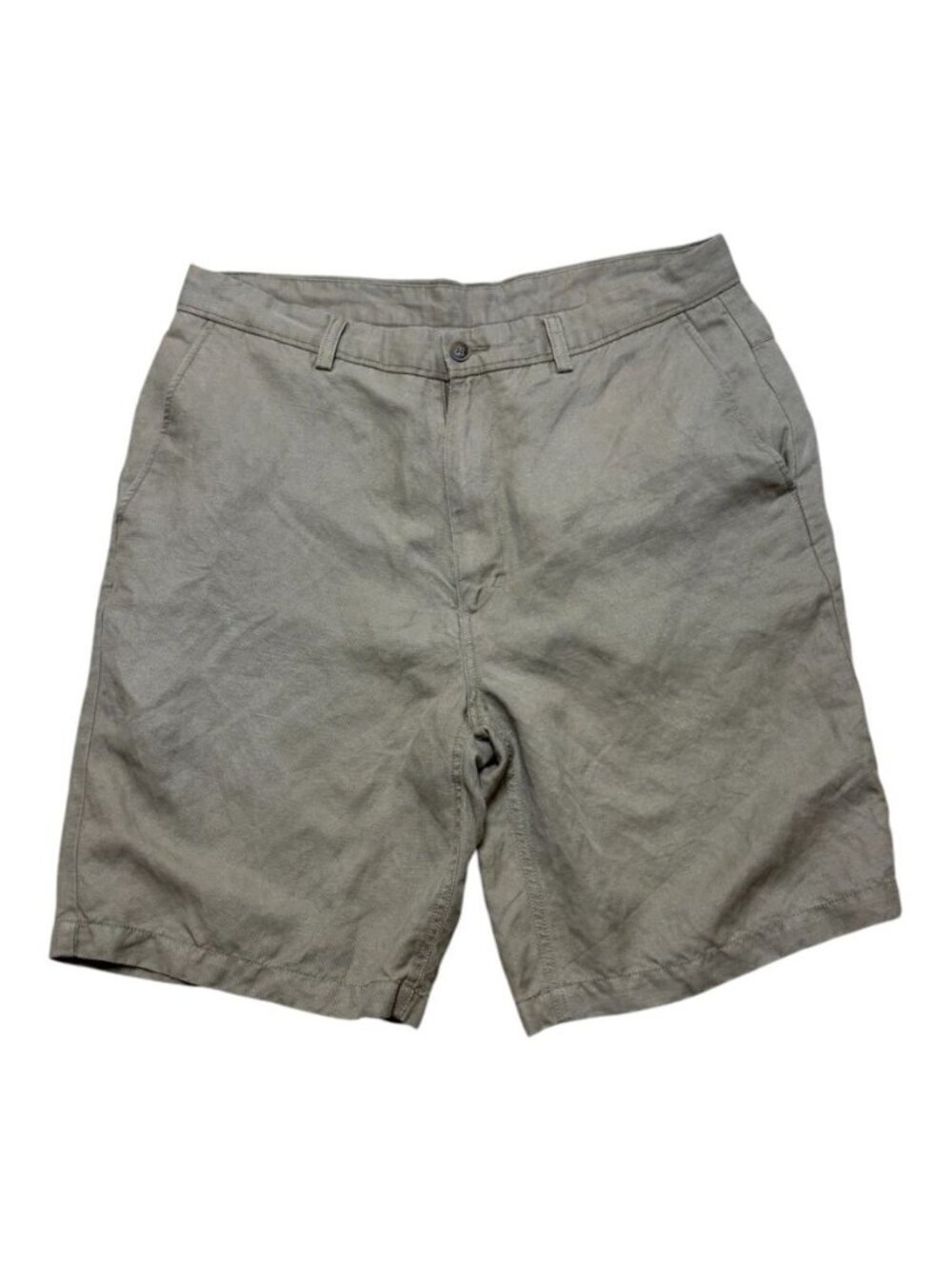 Caribbean Linen Lyocell Shorts Men’s Size 34 Beige Casual Summer Flat Front